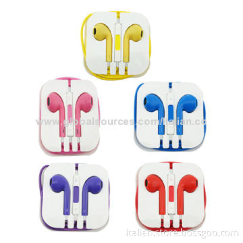 Colorful Wired Earphones for iPhone 5 with 20-20,000Hz Frequency